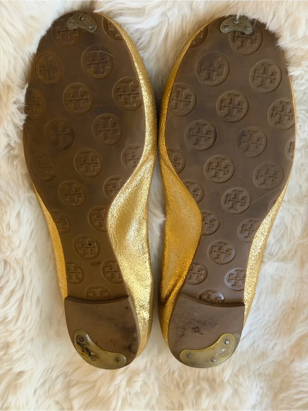 Tory Burch size 9 ‘bling’ Metallic Gold Ballet Flats